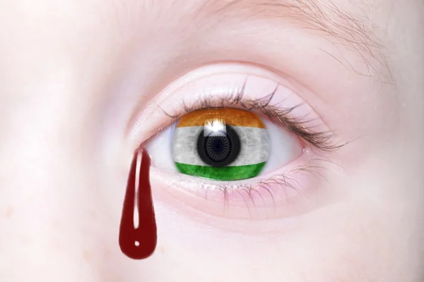 Human 's eye with national flag of india — стоковое фото