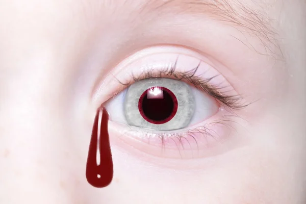 Ojo humano con bandera nacional de Japón — Foto de Stock