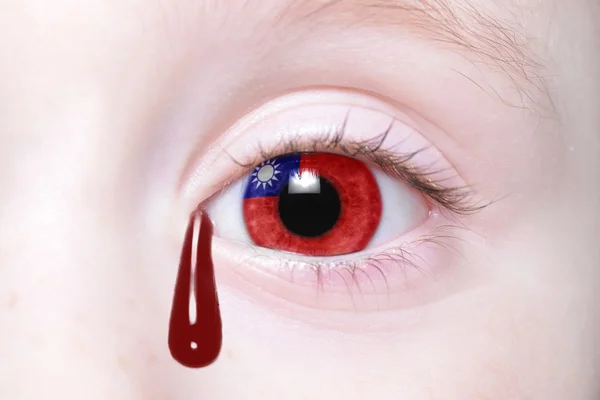 Ojo humano con bandera nacional de taiwan — Foto de Stock