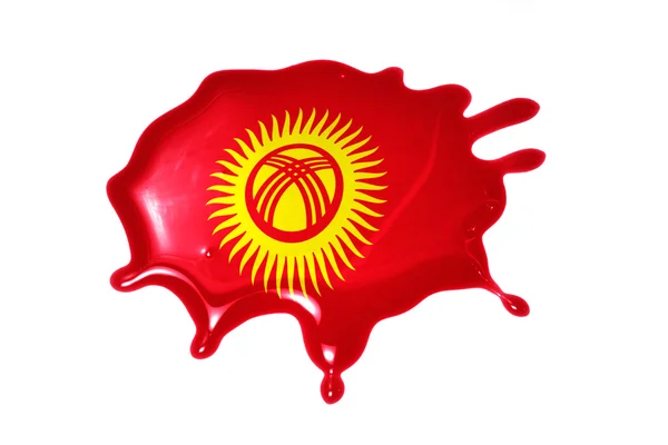 Macchia con bandiera nazionale del Kirghizistan — Foto Stock