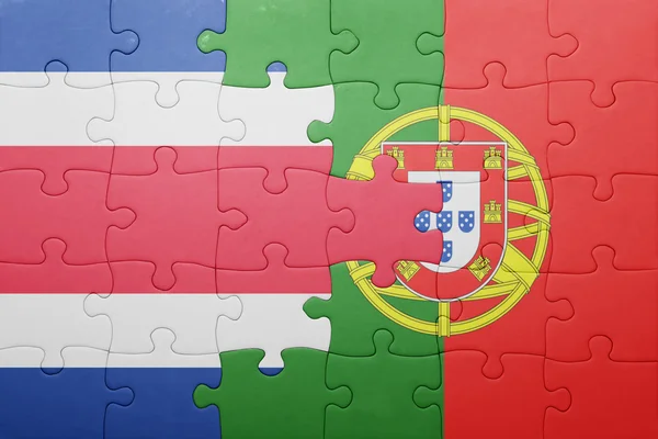 Puzzle z flagi narodowej Portugalii i costa rica — Zdjęcie stockowe