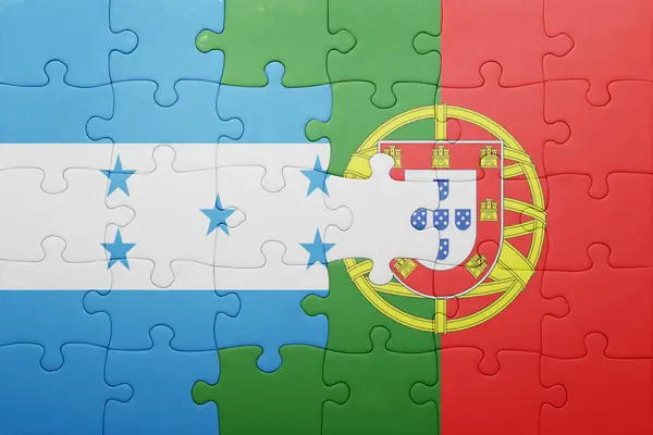Puzzle z flagi narodowej Portugalii i Hondurasu — Zdjęcie stockowe