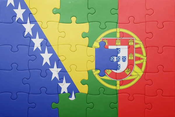 Puzzle z flagi narodowej Portugalii i Bośnia i Hercegowina — Zdjęcie stockowe