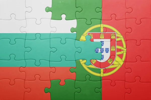 Puzzle z flagi narodowej Portugalii i Bułgaria — Zdjęcie stockowe