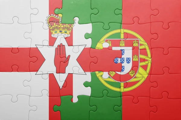 Puzzle z flagi narodowej Portugalia i Irlandia Północna — Zdjęcie stockowe
