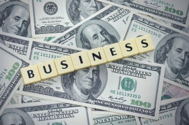 Amerikan Doları para arka plan üzerinde kelime iş