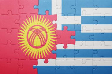 Kırgızistan ve Yunanistan ulusal bayrak ile bulmaca