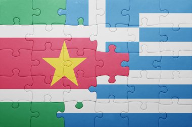 Surinam ve Yunanistan ulusal bayrak ile bulmaca