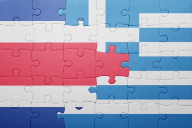 Kosta Rika ve Yunanistan ulusal bayrak ile bulmaca