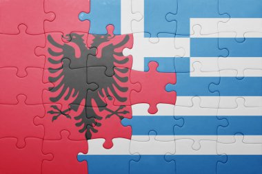 Yunanistan ve Arnavutluk ulusal bayrak ile bulmaca