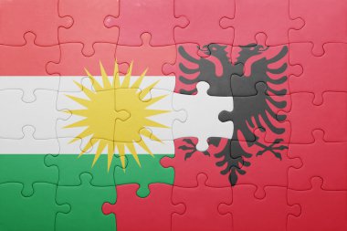 kurdistan ve Arnavutluk ulusal bayrak ile bulmaca 