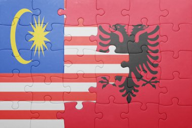 Malezya ve Arnavutluk ulusal bayrak ile bulmaca 