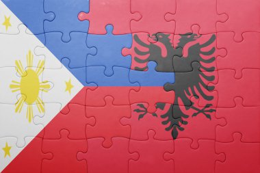 Filipinler ve Arnavutluk ulusal bayrak ile bulmaca 