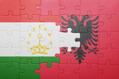 Tacikistan ve Arnavutluk ulusal bayrak ile bulmaca 