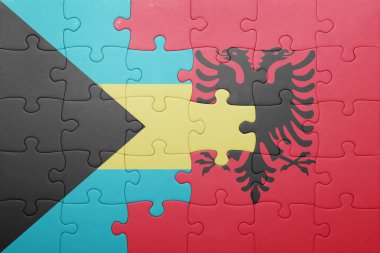 Bahamalar ve Arnavutluk ulusal bayrak ile bulmaca 