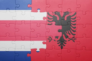Kosta Rika ve Arnavutluk ulusal bayrak ile bulmaca 