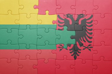 Litvanya ve Arnavutluk ulusal bayrak ile bulmaca 