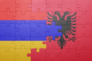 Ermenistan ve Arnavutluk ulusal bayrak ile bulmaca 