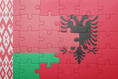 Beyaz Rusya ve Arnavutluk ulusal bayrak ile bulmaca 