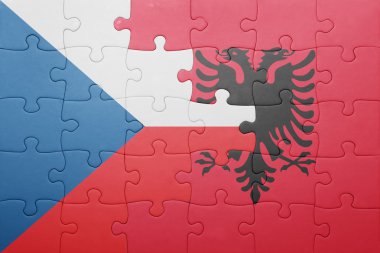Çek Cumhuriyeti ve Arnavutluk ulusal bayrak ile bulmaca 
