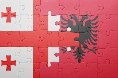 Gürcistan ve Arnavutluk ulusal bayrak ile bulmaca 