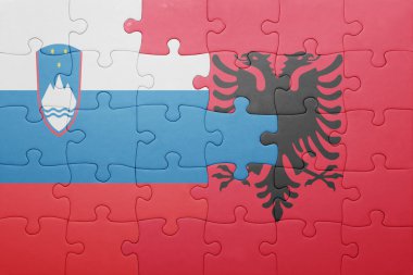 Slovenya ve Arnavutluk ulusal bayrak ile bulmaca 