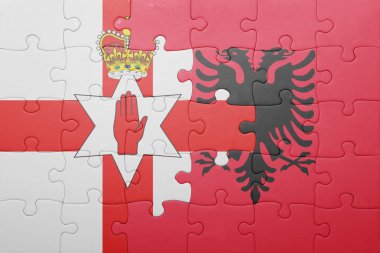 Kuzey İrlanda ve Arnavutluk ulusal bayrak ile bulmaca 