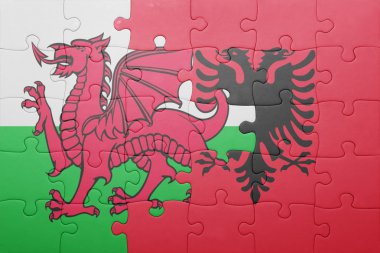 Galler ve Arnavutluk ulusal bayrak ile bulmaca 