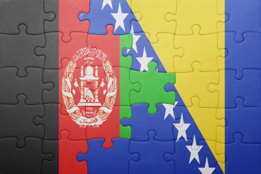 puzzle with the national flag of bosnia and herzegovina and afghanistan