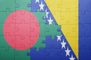 puzzle with the national flag of bosnia and herzegovina and bangladesh