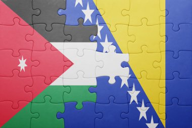 puzzle with the national flag of bosnia and herzegovina and jordan