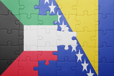 puzzle with the national flag of bosnia and herzegovina and kuwait