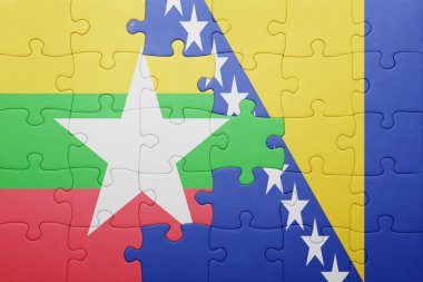 bosna-hersek ve myanmar ulusal bayrağı ile bulmaca