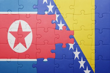 bosna-hersek ve kuzey kore ulusal bayrağı ile bulmaca