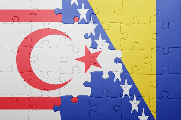 Puzzel met de nationale vlag van Bosnië en Herzegovina en Noord-Cyprus — Stockfoto