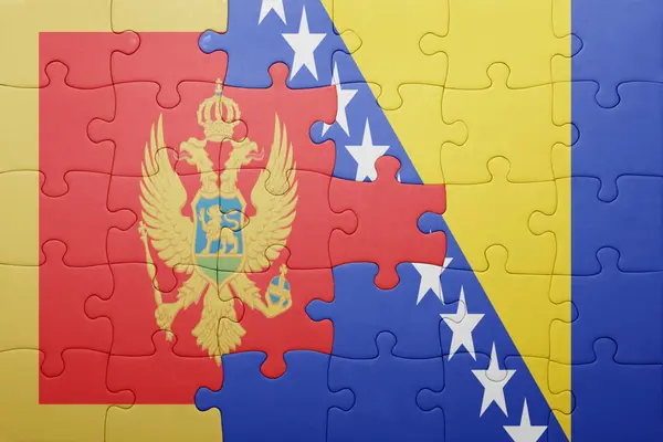 益智与波斯尼亚和黑塞哥维那及黑山国旗 — 图库照片