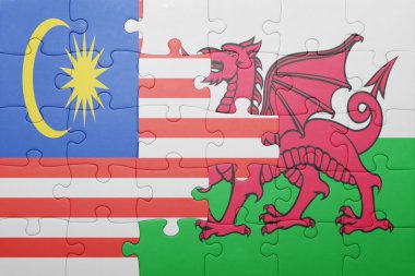 Galler ve Malezya ulusal bayrak ile bulmaca