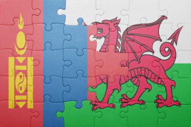 Galler ve Moğolistan ulusal bayrak ile bulmaca