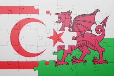 Galler ve Kuzey Kıbrıs Türk Cumhuriyeti ulusal bayrak ile bulmaca 