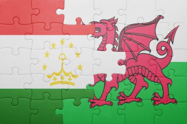 Galler ve Tacikistan Ulusal bayrak ile bulmaca 