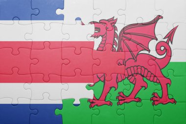 Kosta Rika ve Galler Ulusal bayrak ile bulmaca