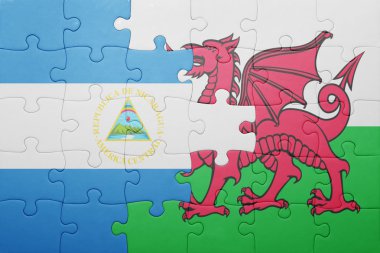 Galler ve Nikaragua ulusal bayrak ile bulmaca