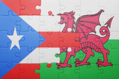 Galler ve Porto Riko ulusal bayrak ile bulmaca