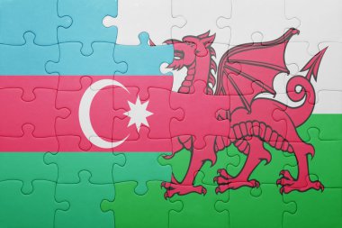 Galler ve Azerbaycan ulusal bayrak ile bulmaca 