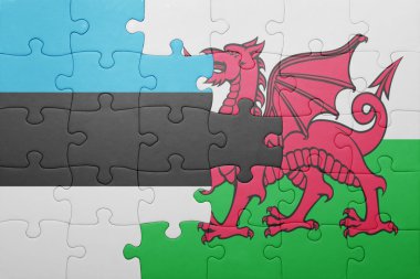 Galler ve Estonya ulusal bayrak ile bulmaca 