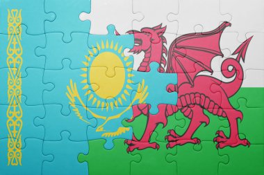 Galler ve Kazakistan ulusal bayrak ile bulmaca 