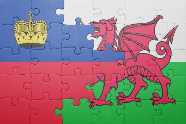 Galler ve liechtenstein ulusal bayrak ile bulmaca 