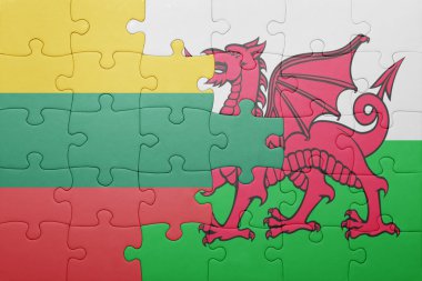 Galler ve Litvanya ulusal bayrak ile bulmaca 