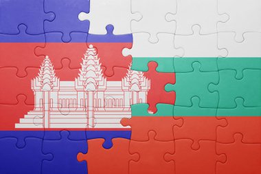 Kamboçya ve Bulgaristan Ulusal bayrak ile bulmaca 