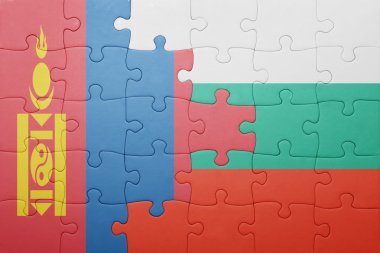 Moğolistan ve Bulgaristan Ulusal bayrak ile bulmaca 